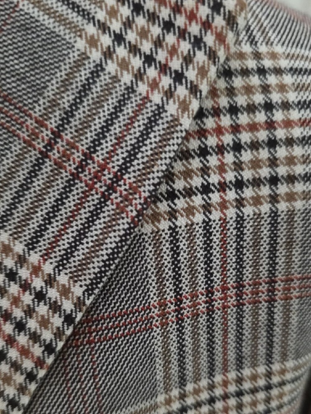 Zara Brown Glen Plaid Blazer with Subtle Ivory Windowpane - Picture 5 of 7